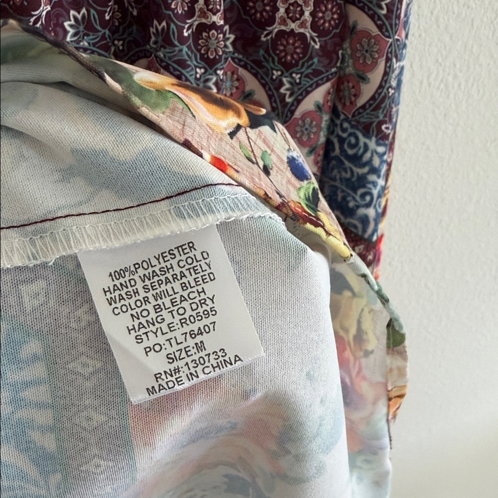 Umgee Multicolor Floral Patchwork Button Down Tun… - image 8